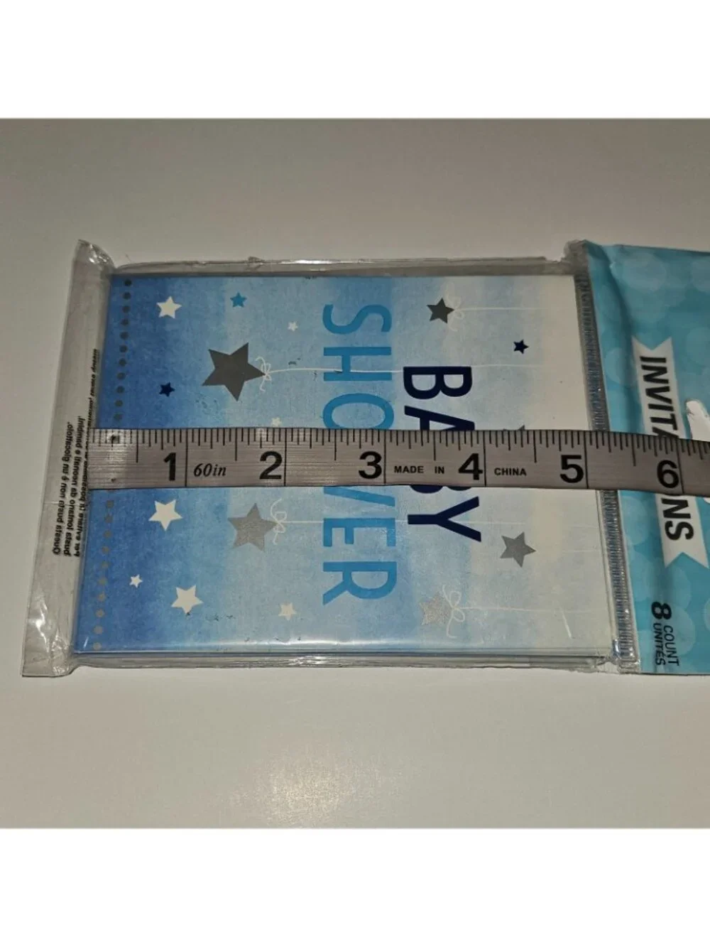 NEW 5 Pkgs Baby Shower Invitations (8 per pack) Blue Baby Boy Silver Stars